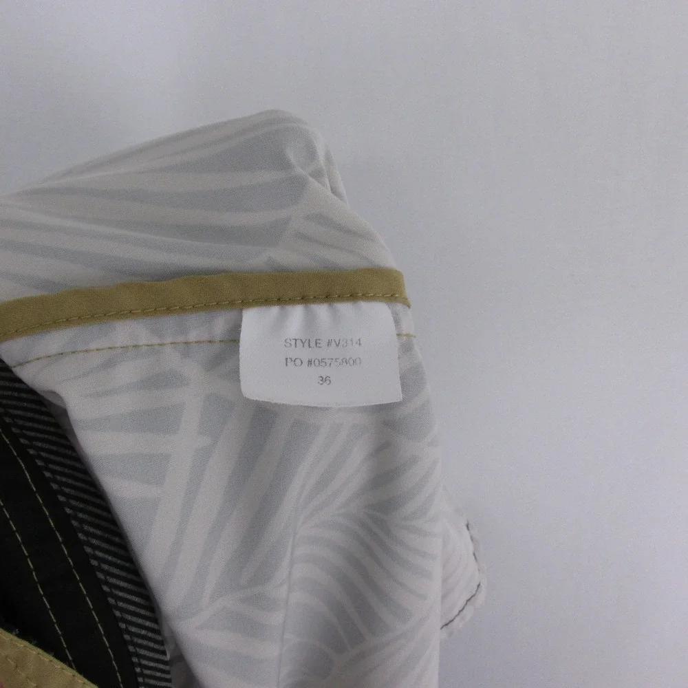 Vuori Palm Leaf Print Swim Shorts in Black, White & Olive